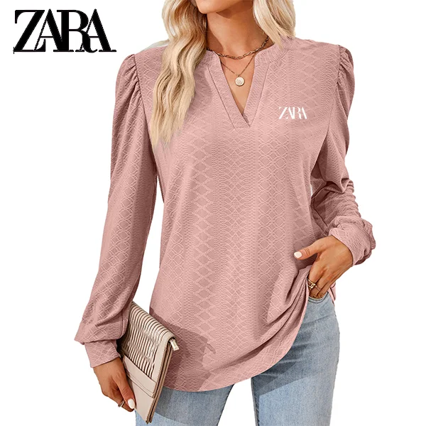 2025-&ouml;s &uacute;j st&iacute;lus - Hossz&uacute; ujj&uacute;, jacquard felső laza V-nyakkal