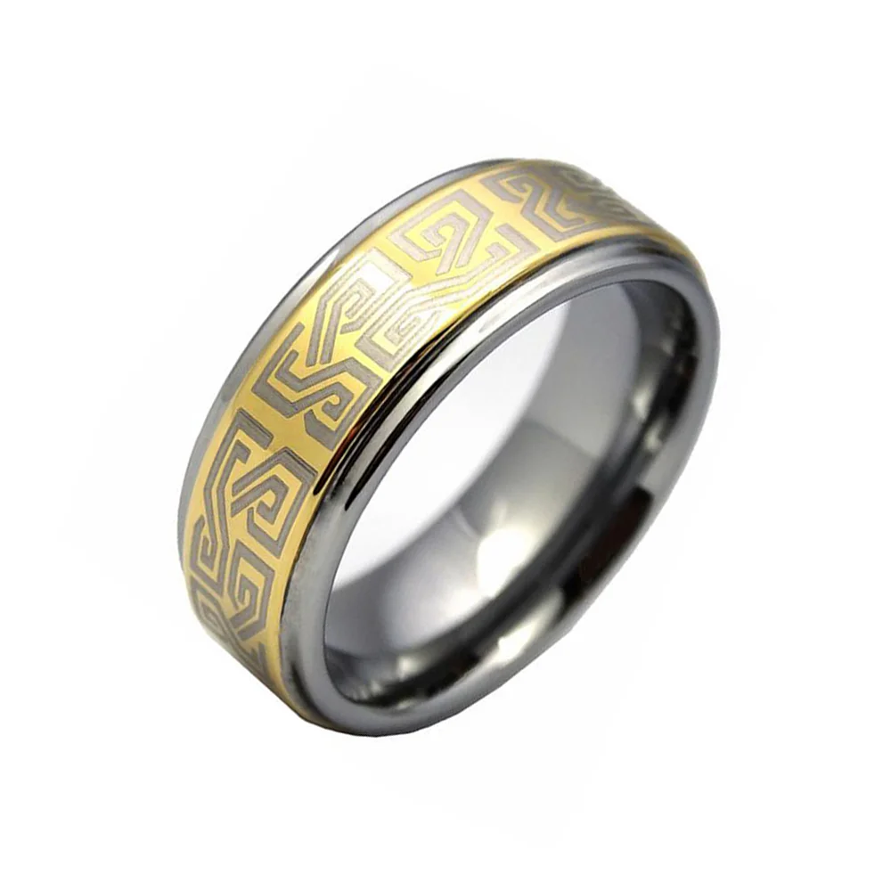 6MM 8MM Gold Plated Tungsten Carbide Rings Celtic Knot Laser Couple Wedding
