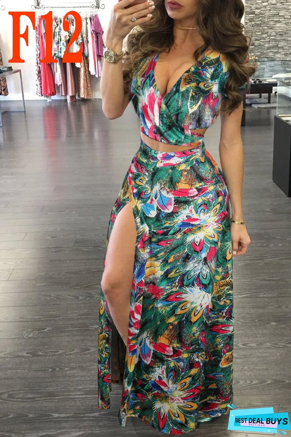 Printed Floral Two-Piece Suit Dress for Women, a Stylish and Coordinated Outfit Choice