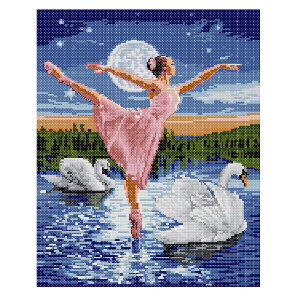 

Swan Lake - 14CT Stamped Cross Stitch - 33*40CM, 501 Original
