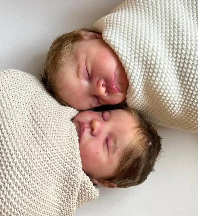 [Heartbeat💖 & Sound🔊] 20'' Real Lifelike Twins Girl Sisters Sleeping Reborn Soft Baby Doll Amenda and Idoma -Creativegiftss® - [product_tag] RSAJ-Creativegiftss®