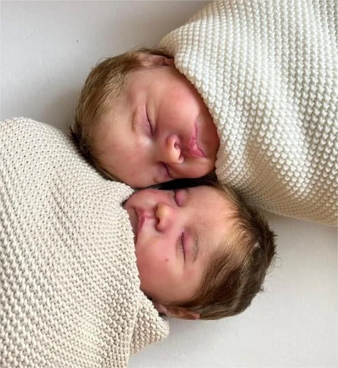 [Heartbeat💖 & Sound🔊] 20'' Real Lifelike Twins Girl Sisters Sleeping Reborn Soft Baby Doll Amenda and Idoma Rebornartdoll® RSAW-Rebornartdoll®