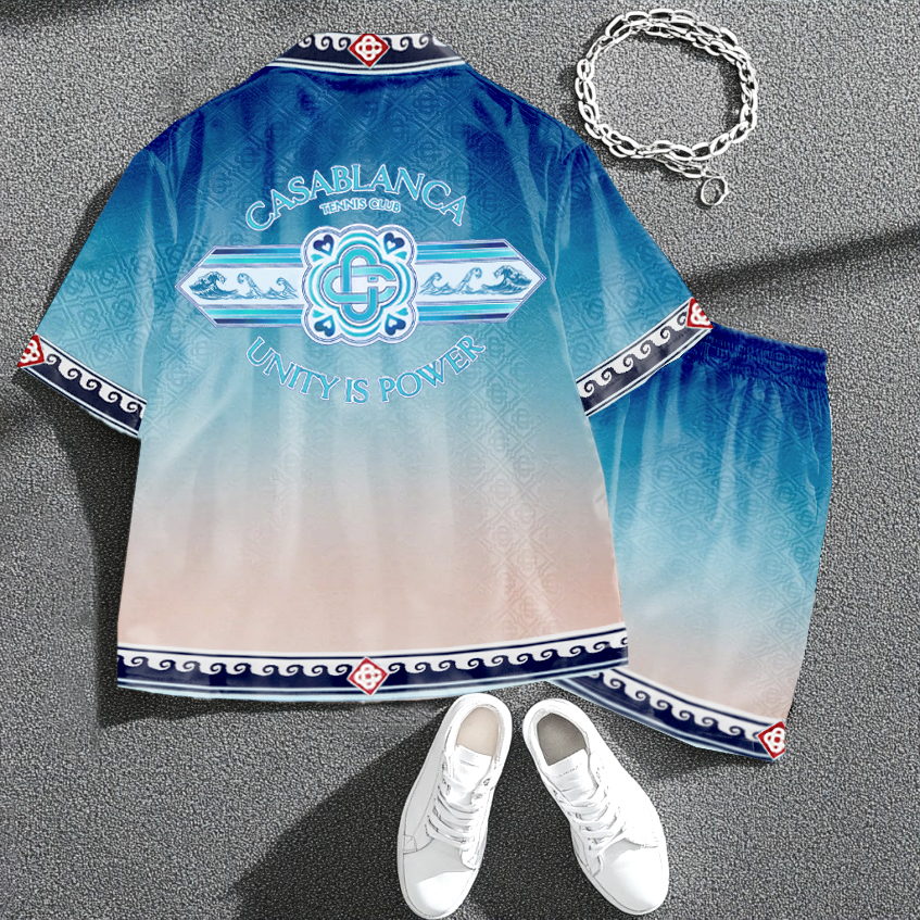Casa Unity Is Power Surf Wave Graphics Art Street Pocket Shirt And Shorts Co-ord