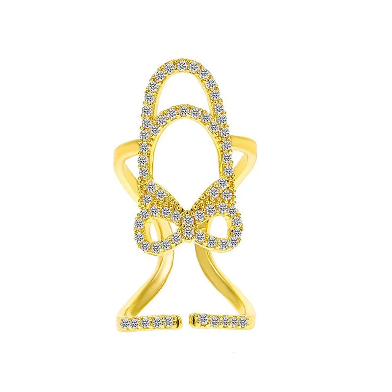 Fancy Inlaid Zircon Adjustable Fingertip Nail Jewelry Rings