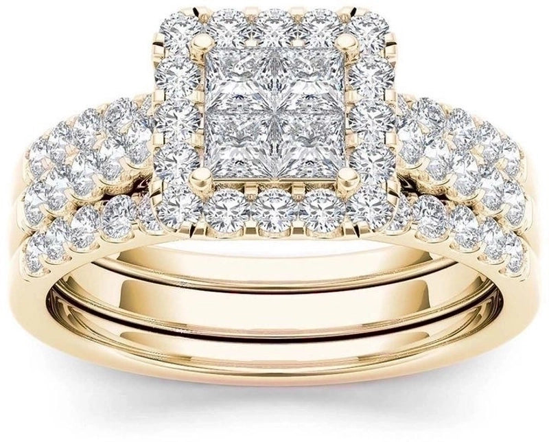 Fashion Flower Alloy Plating Artificial Gemstones Women’S Ring Sets