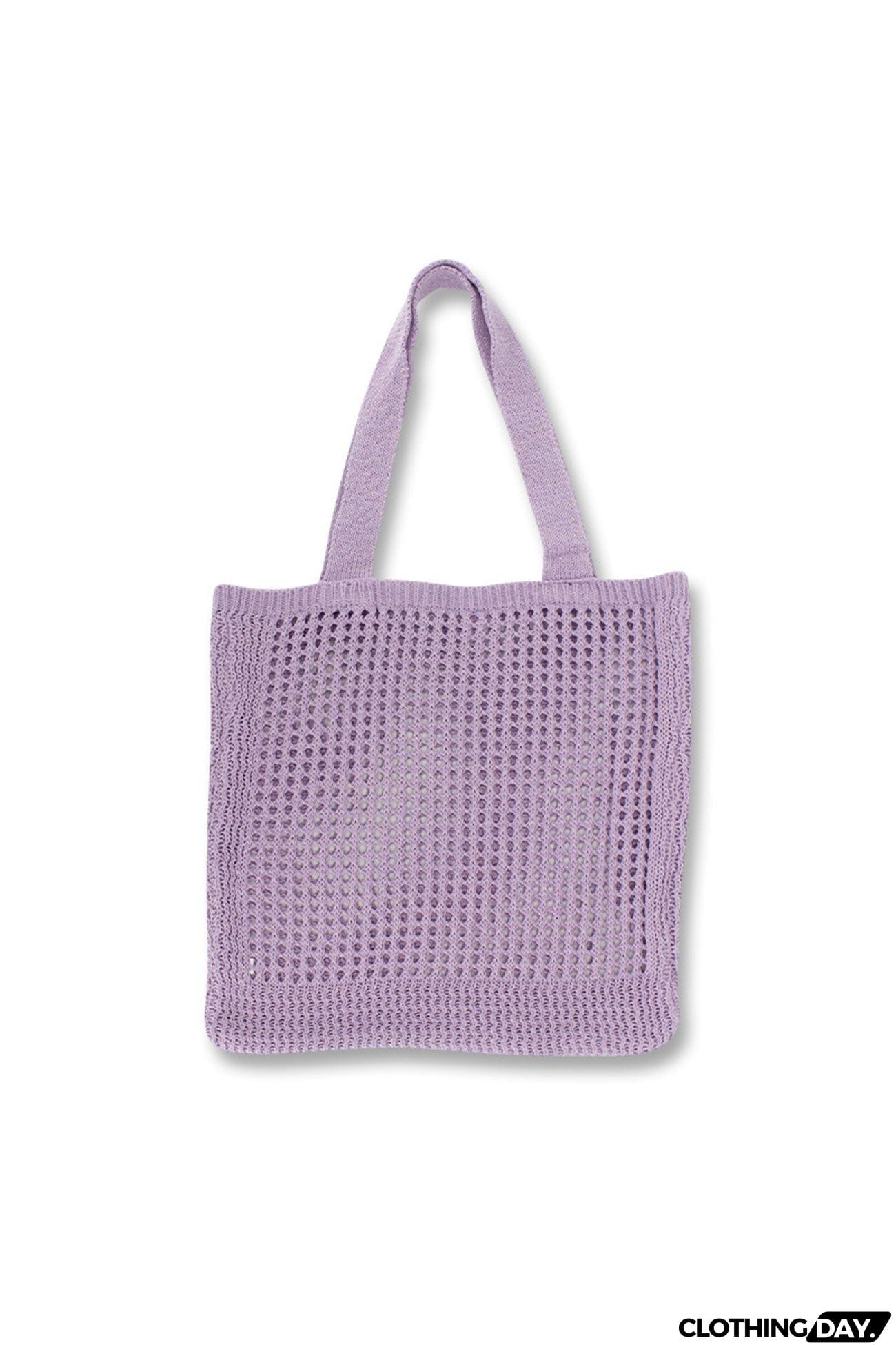 Solid Hollow-out Crochet Tote Bag
