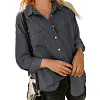 Chemise en jean &agrave; manches longues pour femme