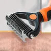 2In1 Pet Grooming Rake Anti-Slip Handle Double-Sided Deshedding Comb Multi-Purpose Extra-Wide Dog Grooming Brush for Detangling Deshedding Brushing/Thinning