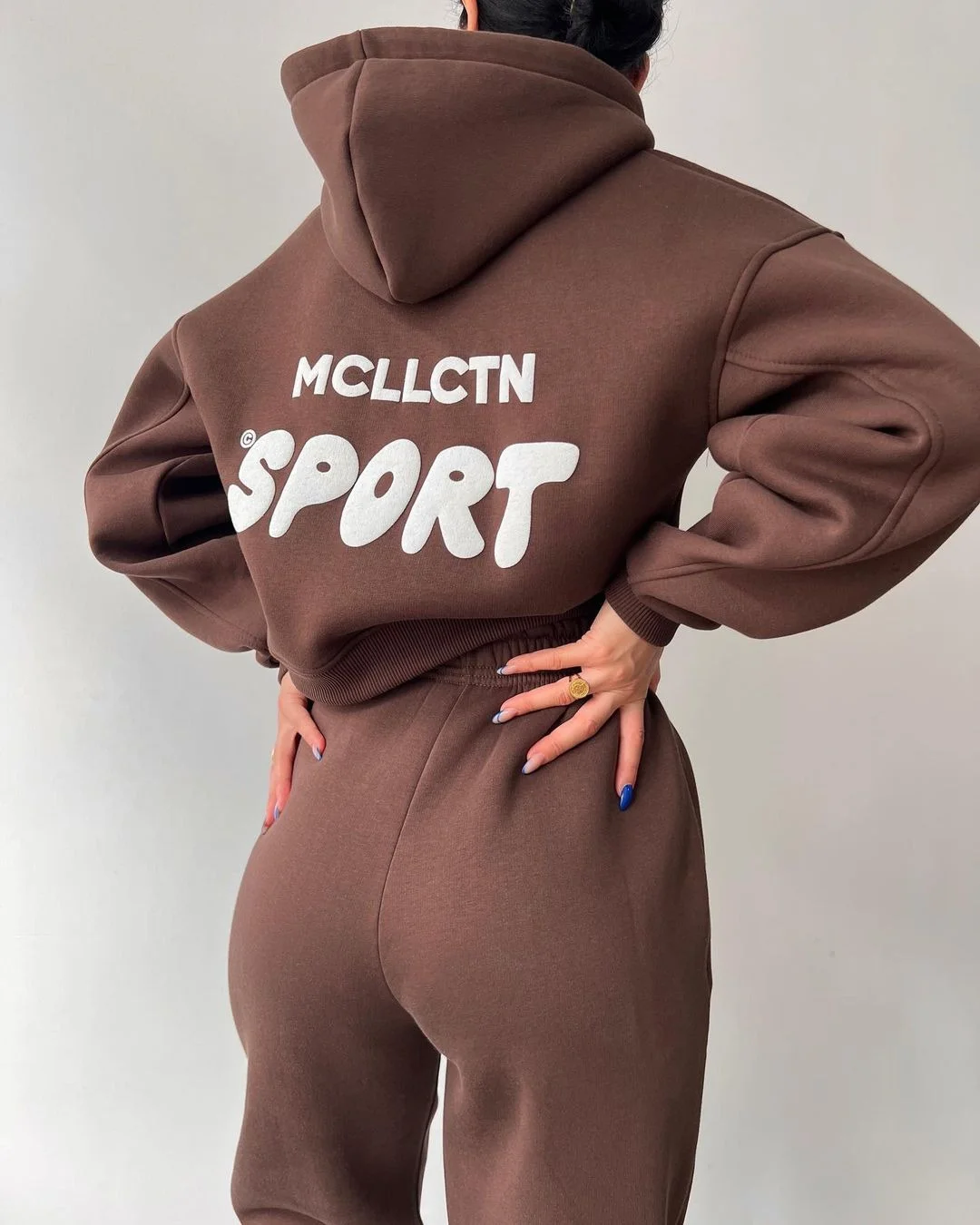 Nigikala Nigikala Casual Plus Velvet Long-Sleeved Hooded Trousers Set For Autumn/Winter 2025