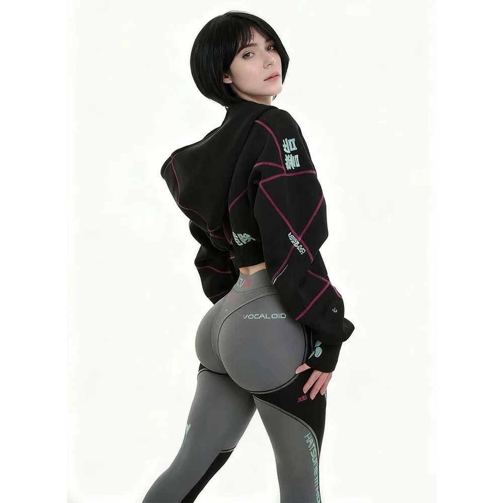 Cyberpunk Futuristic Mechanical Style Women's Sports Yoga Outfit Set