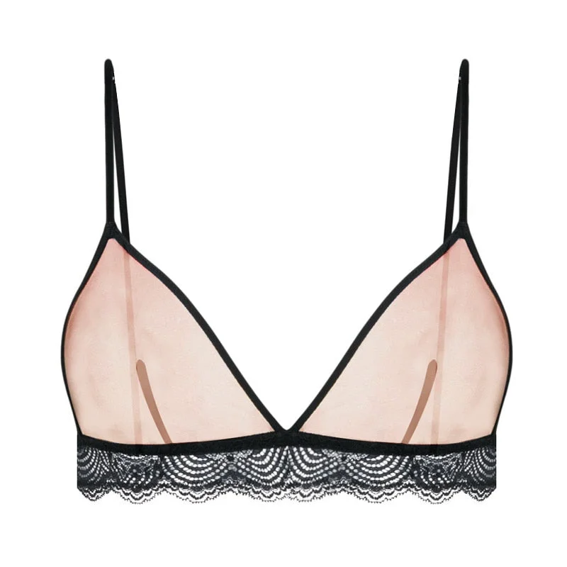 Transparent Bra for Women Thin Mesh See Through Bralette Underwear Comfortable Lace Wire Free Secret Brassiere Erotic Lingerie