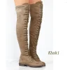 *Low Heel Flat Lace Up Boots Zipper Shoes Thigh High Over Knee Boots