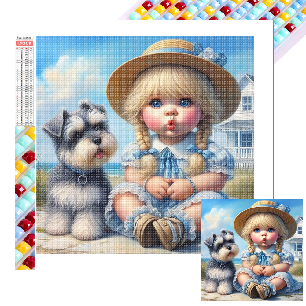 Cute Girl 30*30cm(picture) full square drill diamond painting