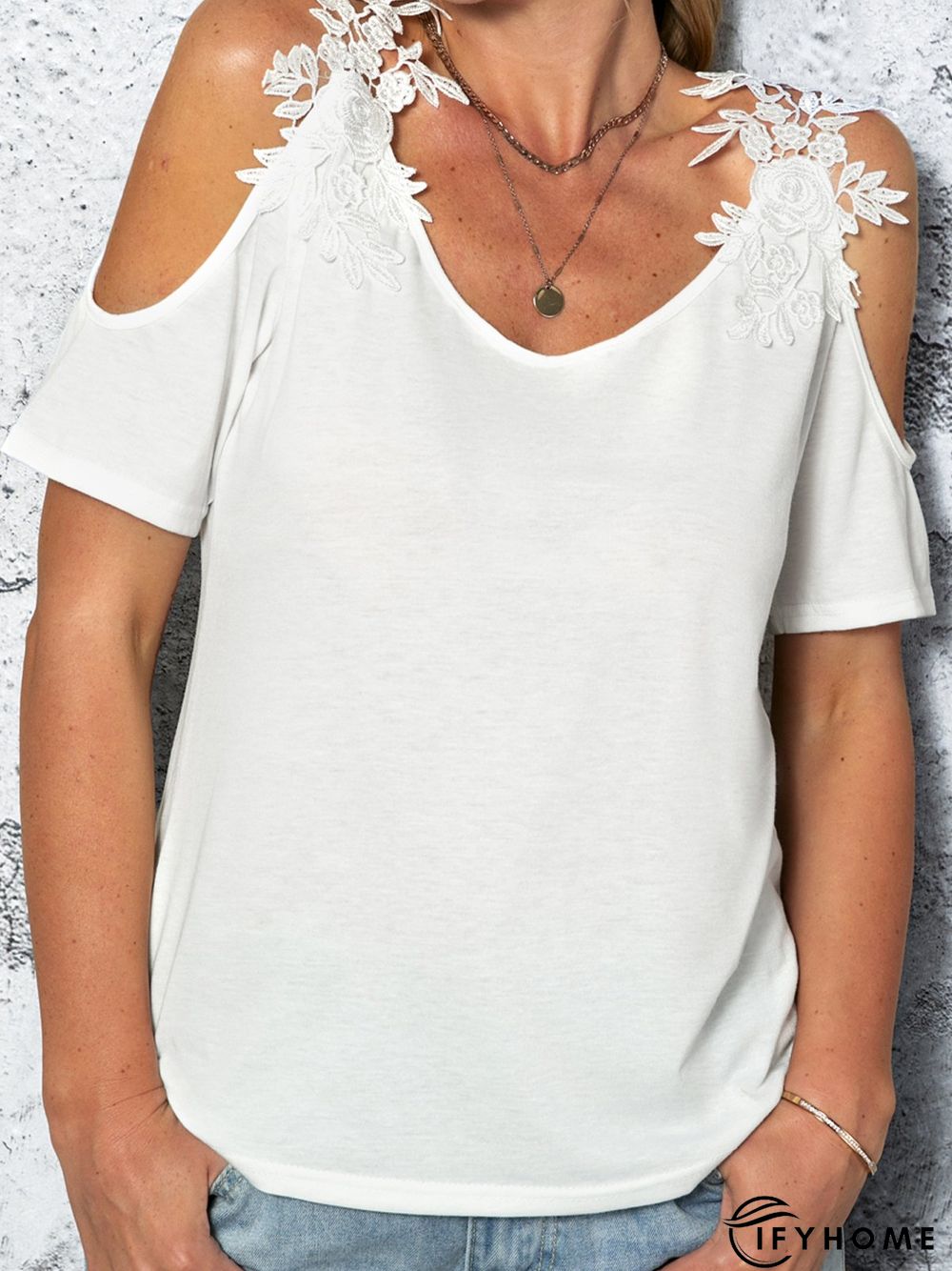 Sheath Cotton-Blend Short Sleeve Crew Neck Top | IFYHOME