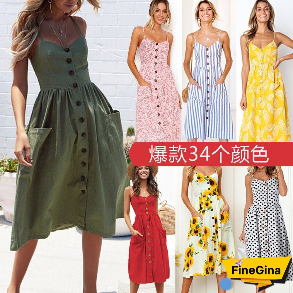 Sexy Suspender Button Backless Dress Women Y2k Dress Summer Clothing For Women Vestidos De Mujer