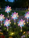 Solar Rainbow Pinwheel Garden Light Waterproof Colorful Spinning Windmill Light Easy To Install for Lawn Patio Walkway Flower Bed Decor