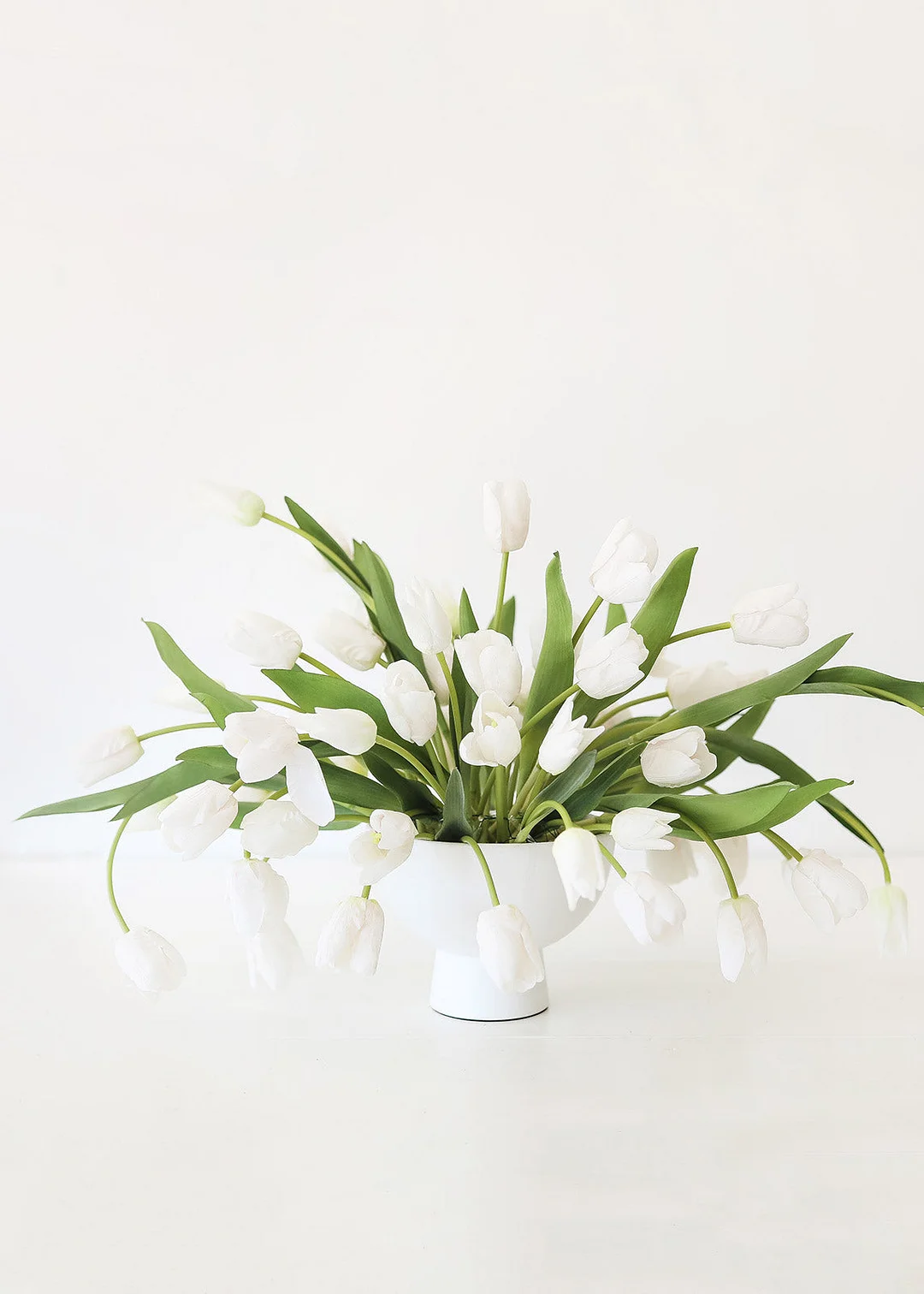 Bundle of 7 White Real Touch Tulip Flowers - 14"