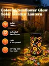 Colorful Sunflower Glow Solar Light LED Outdoor Solar Powered Hanging Garden Lantern IP65 Waterproof Sunflowers Projection Decor Lamp for Terrace/Porch/Lawn/Path
