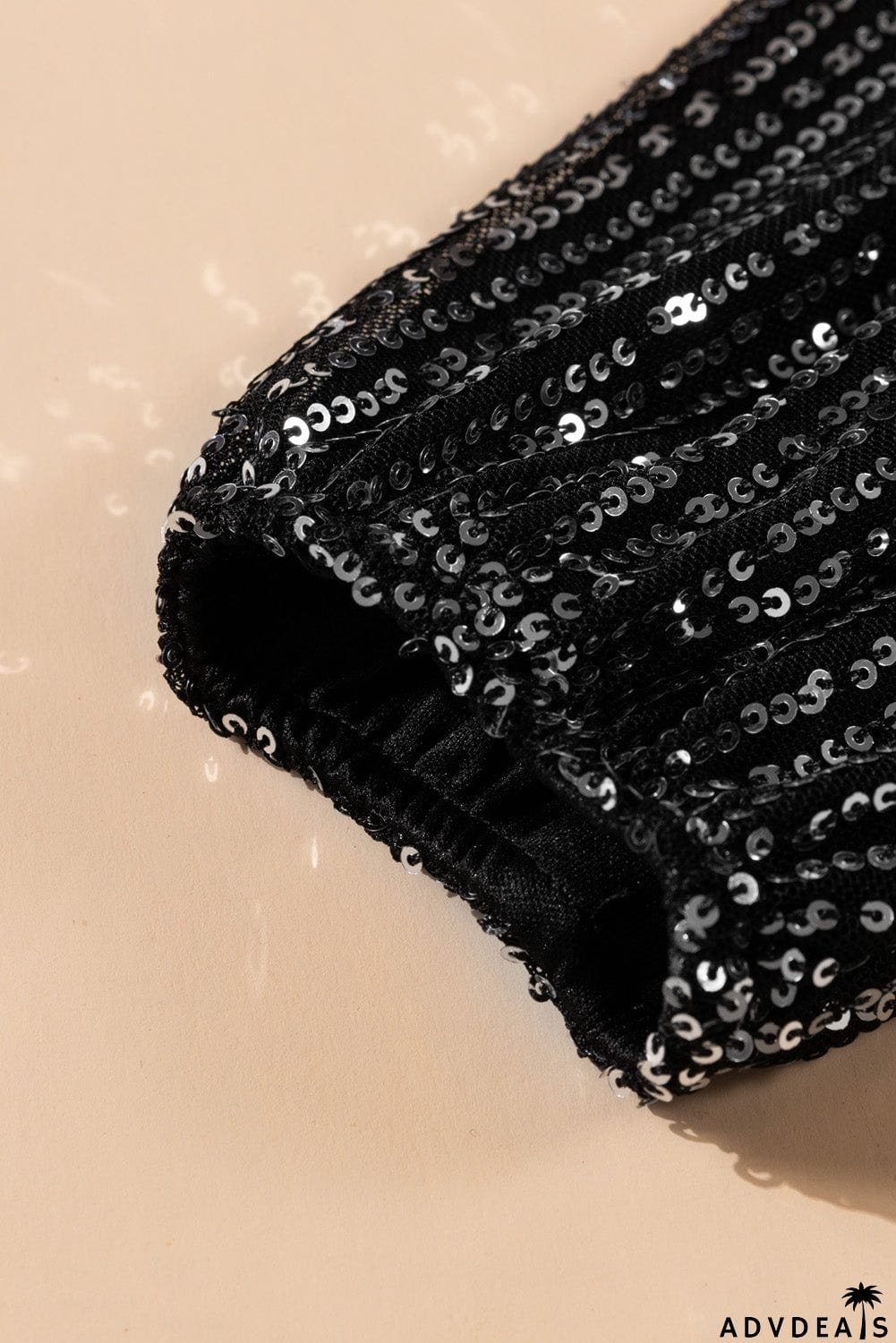 Wine Red Loose Long Sleeve Sequin Dress with Sash