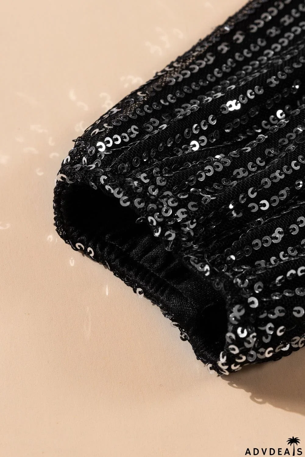 Wine Red Loose Long Sleeve Sequin Dress with Sash