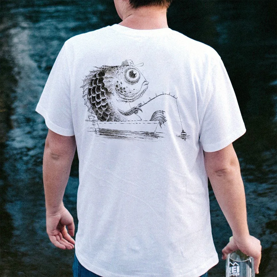Funny Fishing Printed Men's T-shirt