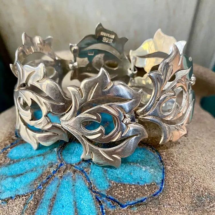Vintage La Cucaracha Sterling Silver Panel Bracelet Taxco, Mexico