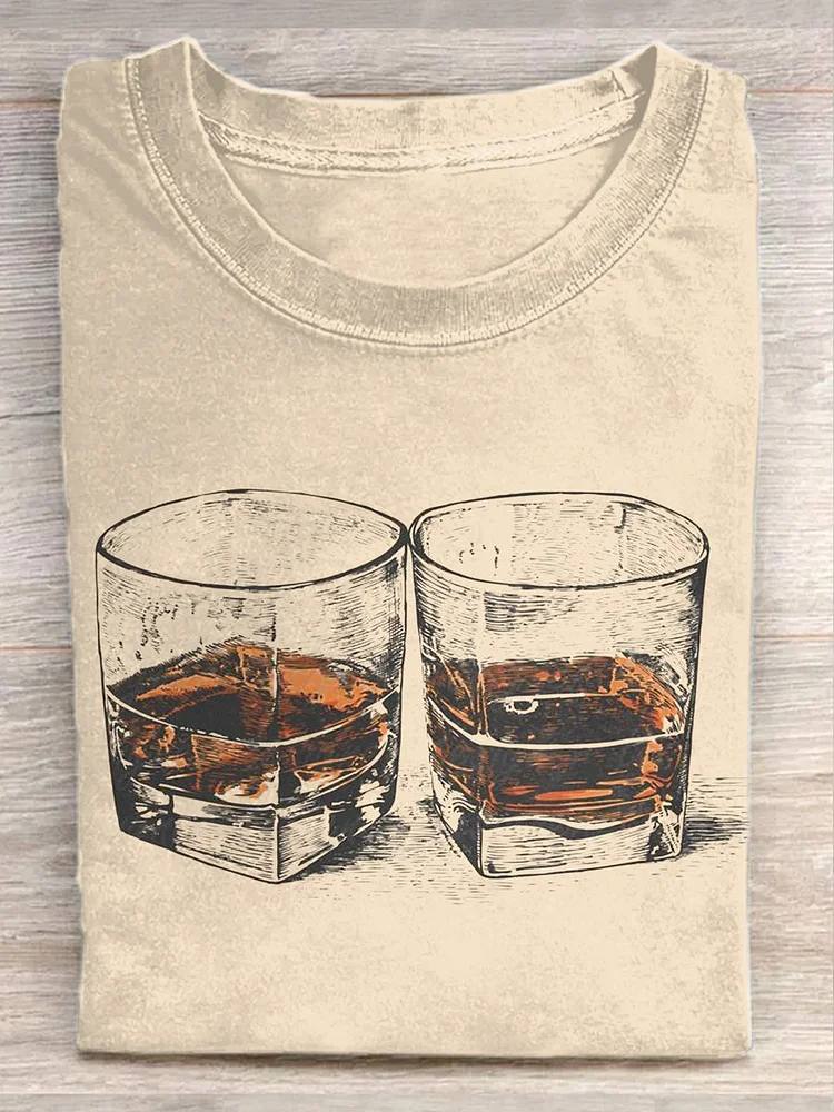 Unisex Drink Culture Print Casual Short Sleeve T-Shirt