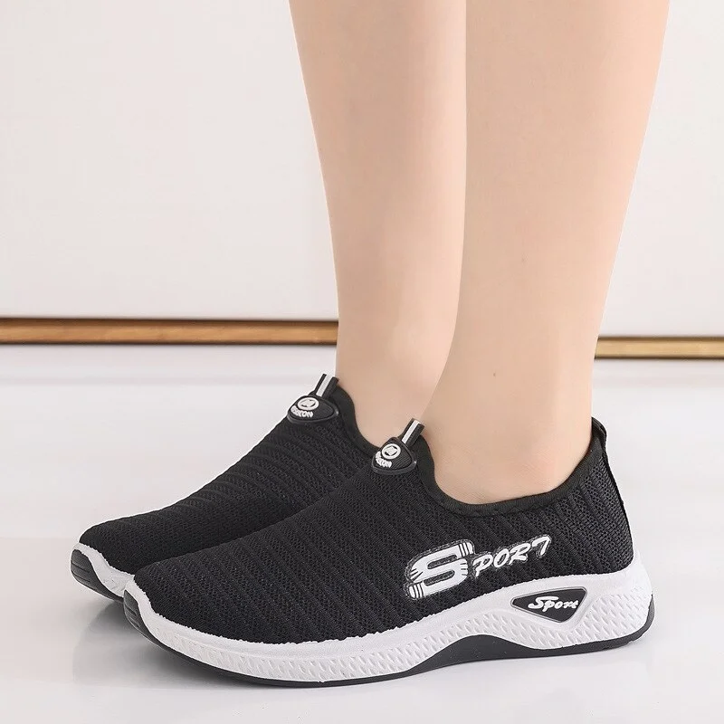 Qengg Women's New Platform Sneakers Black Breathable Mesh Fashion Casual Women's Shoes Zapatillas Mujer Womens Shoes