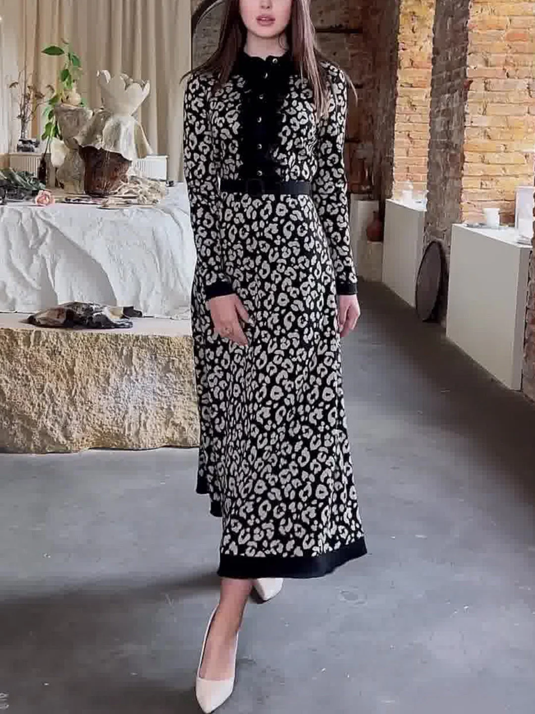 Style & Comfort for Mature Women Women Long Sleeve Scoop Neck Floral Printed Graphic Maxi Dress