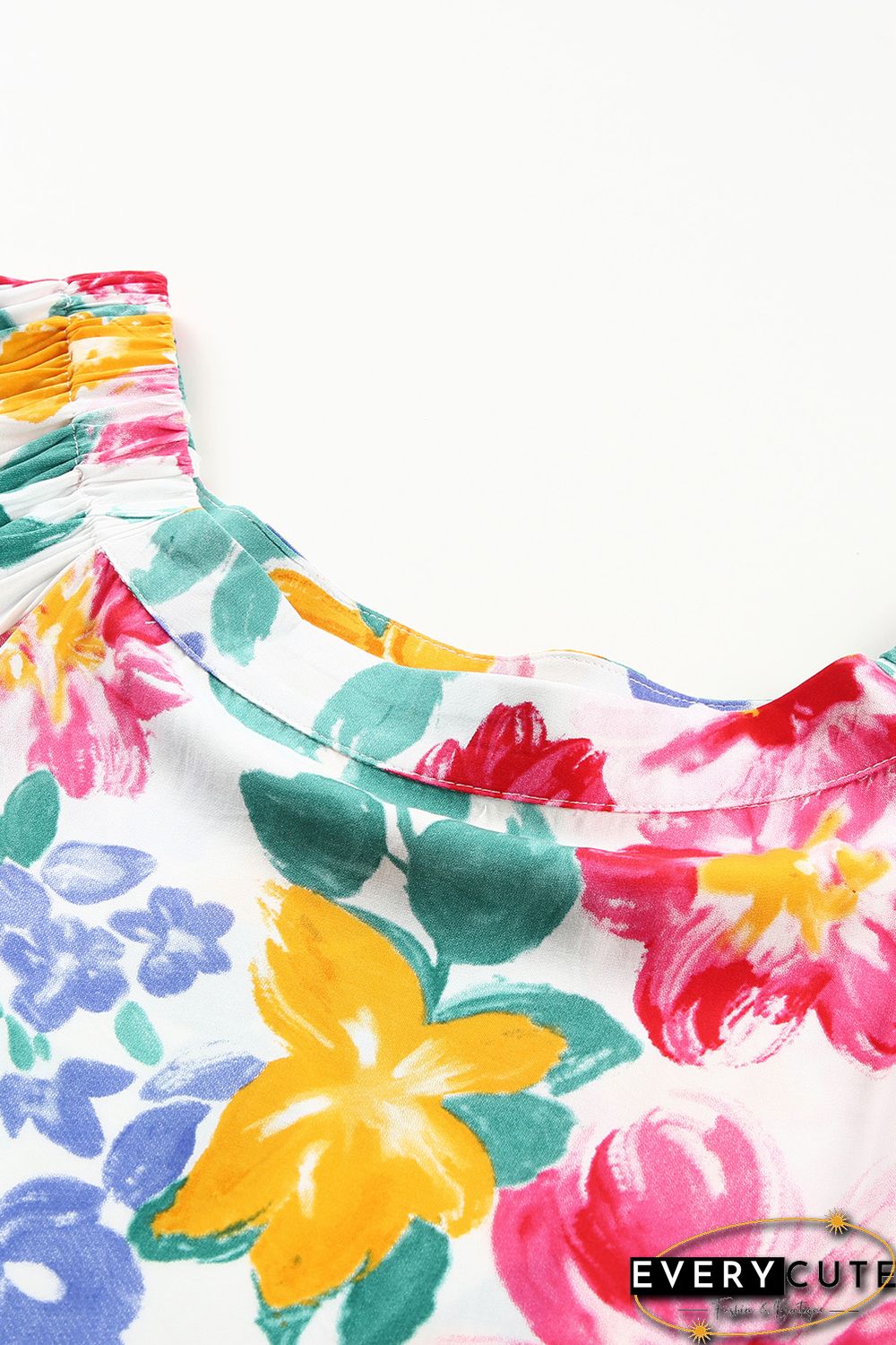 White Water Painting Flowers Sexy Off Shoulder Top