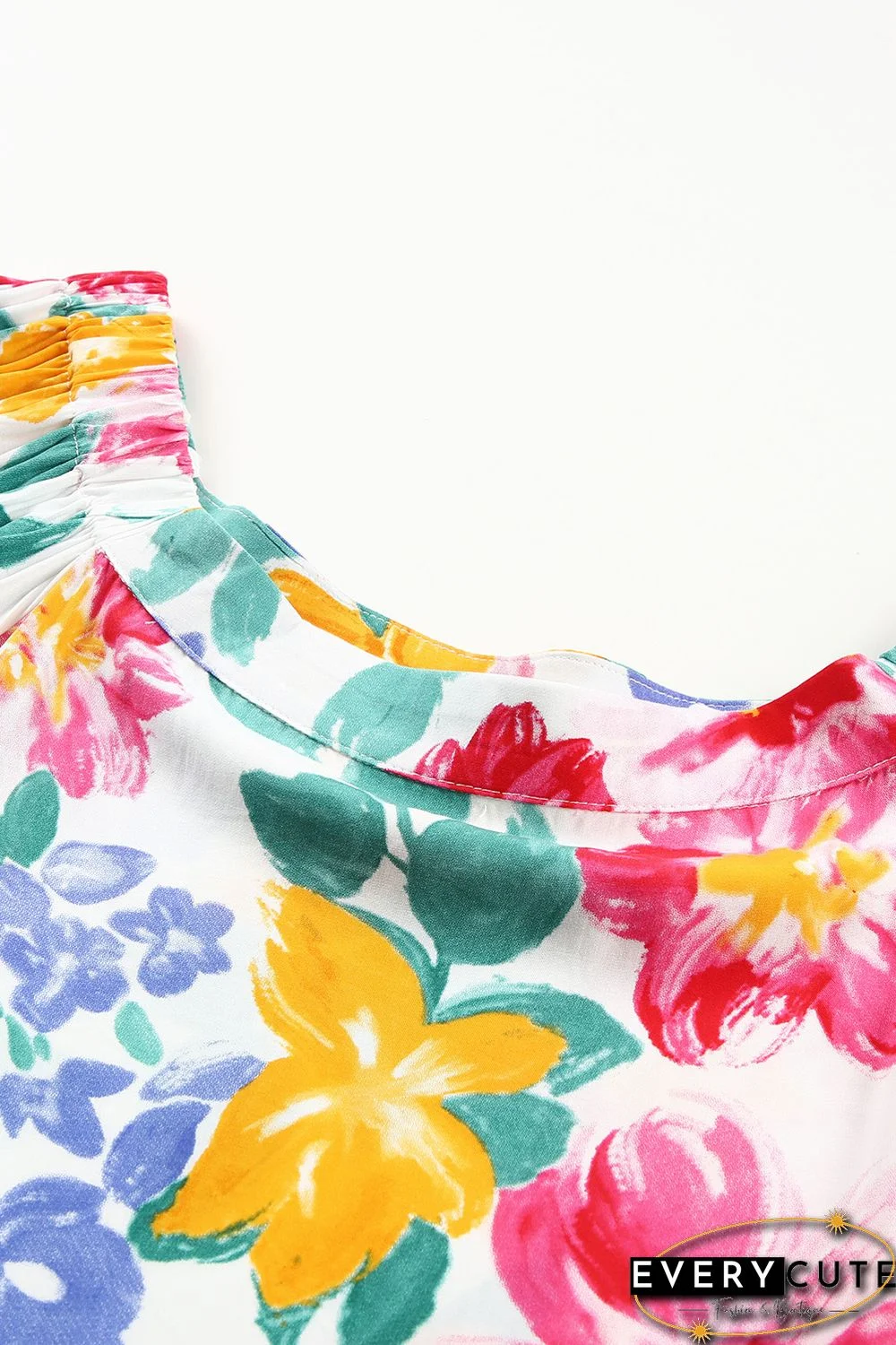 White Water Painting Flowers Sexy Off Shoulder Top