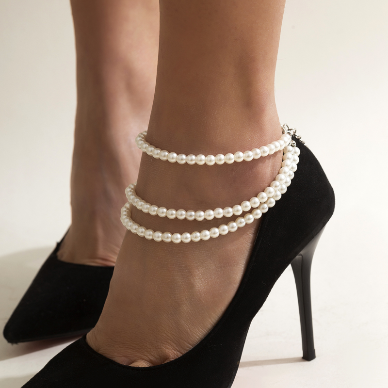 1PC Multilayer Tassel Pearl Chain High Heel  Anklets Women's Jewelry-VESSFUL