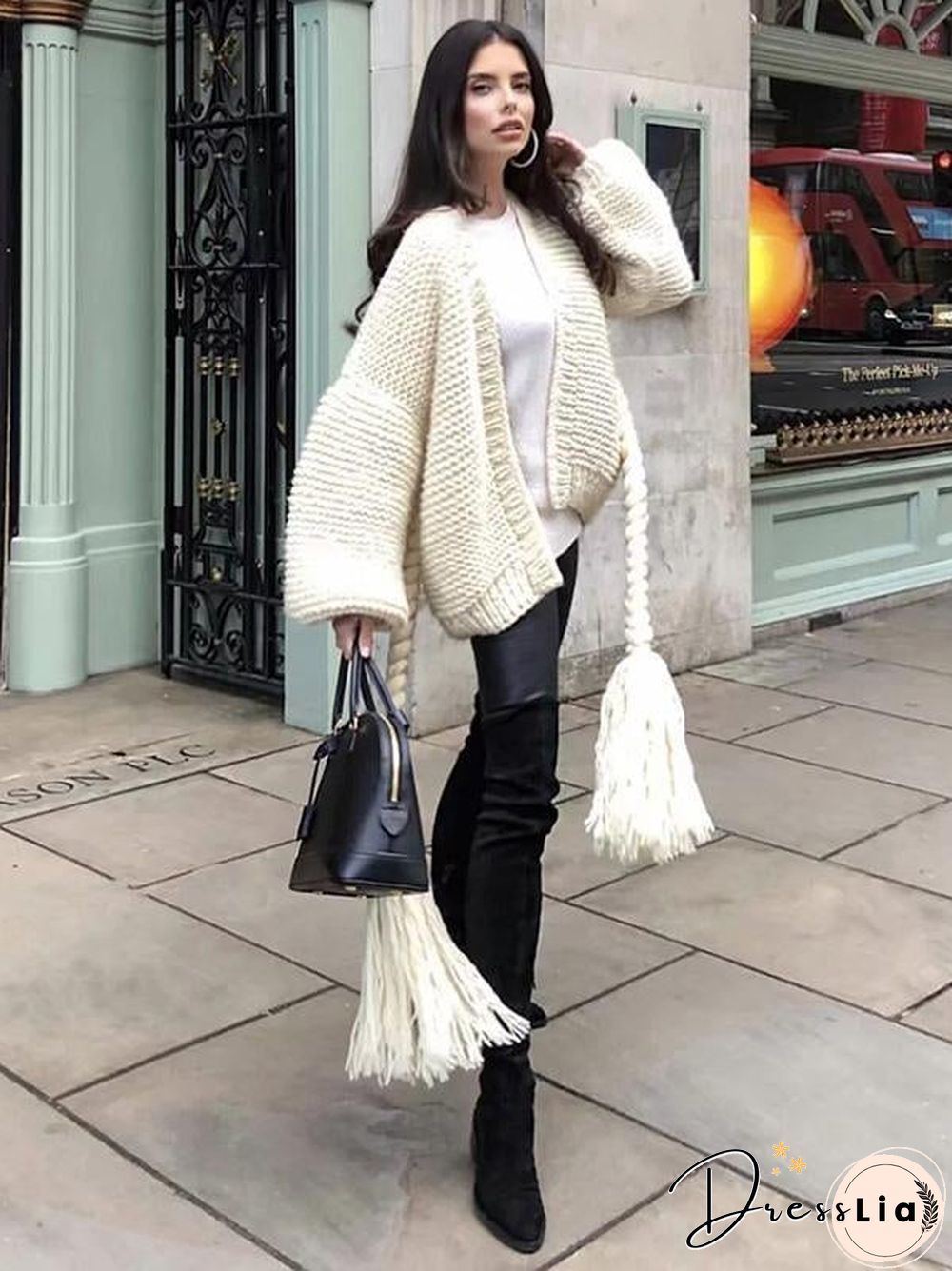 Hollow Knitting Bandage Long Sleeves Cardigan Tops