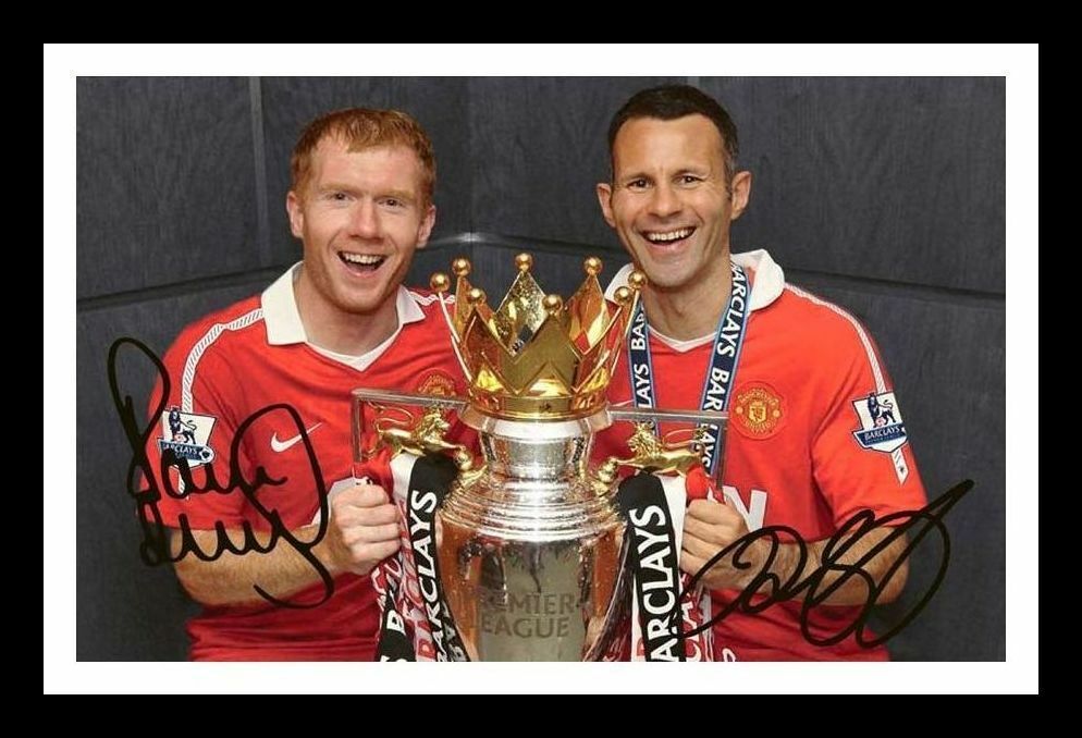 Ryan Giggs & Paul Scholes - Manchester United Autograph Signed & Framed Photo Poster painting