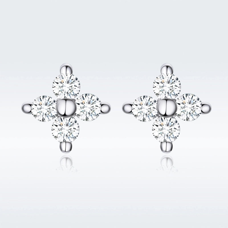 1 Pair 925 Sterling Silver Flower Ear Studs