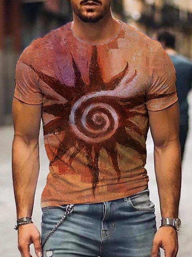 Men's Sun Totem Painting Print T-shirt
