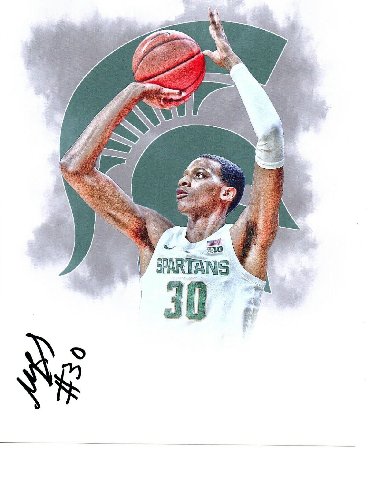 Marcus Bingham Michigan State Spartans hand autographed signed 8x10 Photo Poster painting edit d