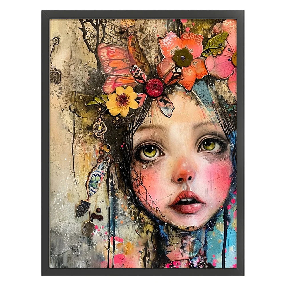 11CT Full Stamped Cross Stitch - Girl(Canvas|45*60CM)