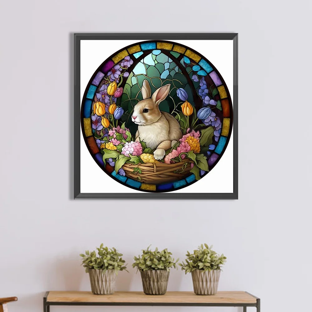 Diamond Painting - Full Round Drill - Stained Glass Dolphin(Canvas|30*30cm)