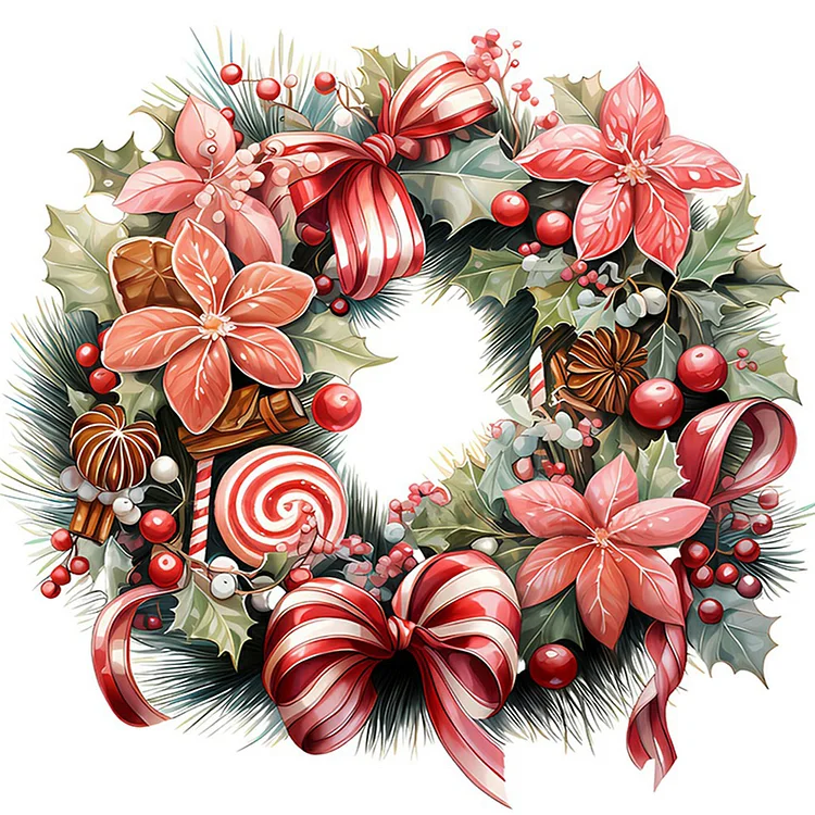 Full Round Diamond Painting - Christmas Wreath 30*30CM