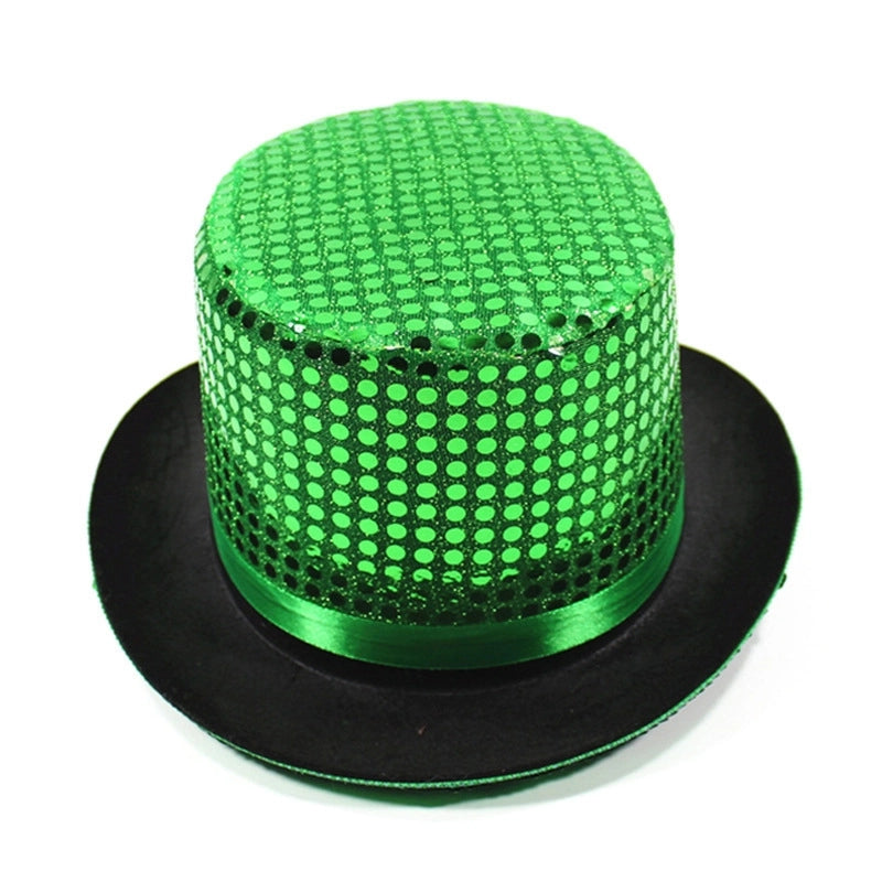 High Hat Retro British Gentleman Jazz Hat Magician Hat Performance Sequin Hat Rain Silk High Barrel Top Hat Non-woven Fabric