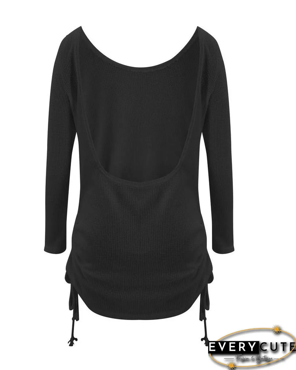 Drawstring Ruched Backless Dress