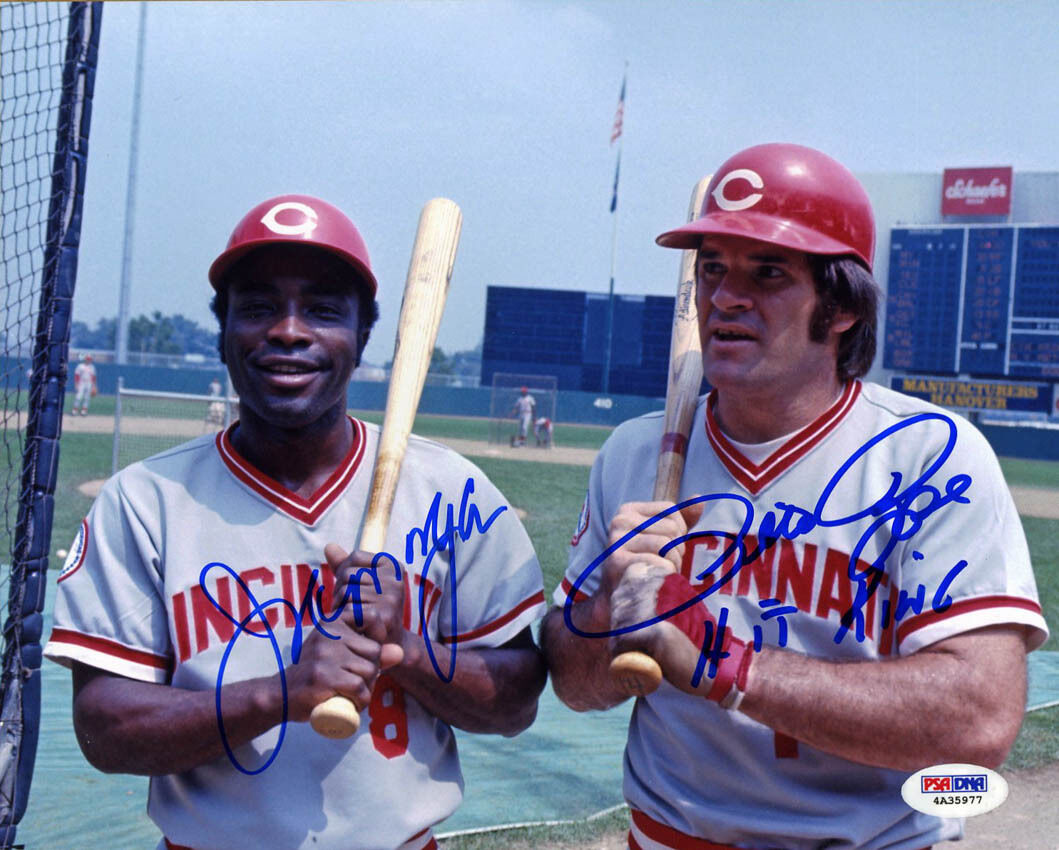 Joe Morgan Pete Rose DUAL SIGNED 8x10 Photo Poster painting Cincinnati Reds PSA/DNA AUTOGRAPHED