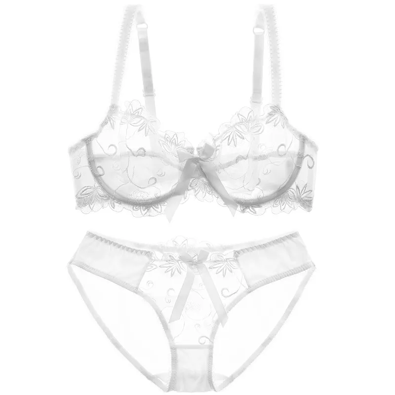 Churchf Women's Summer Sexy Bra Transparent Lace Bra Set Butterfly Butterfly Ultra Thin Airable Size Underwear