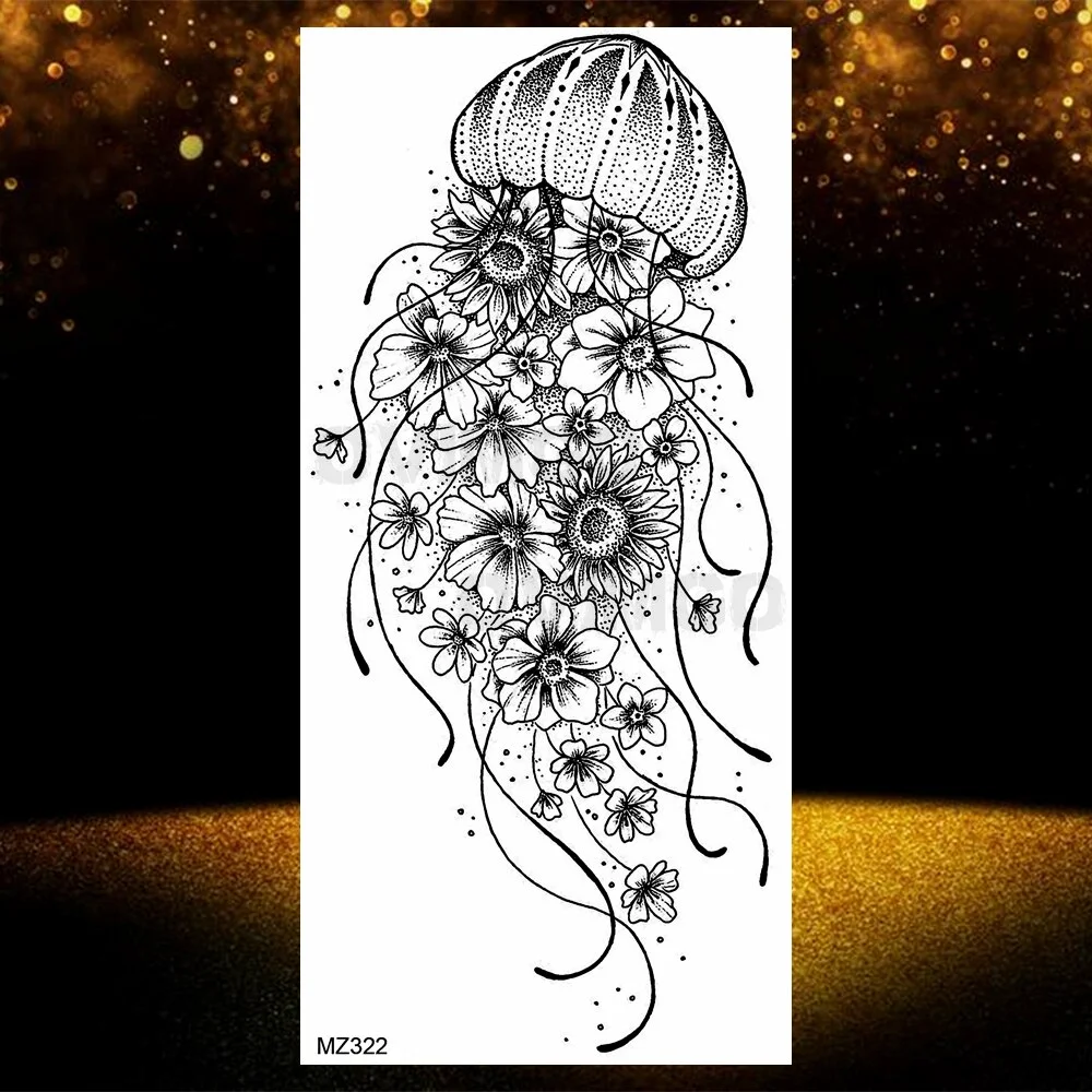  Black Rose Flower Temporary Tattoos Fake Waterproof Tatoo Body Art Arm Leg Floral Peony Bloosom Tattoo Stickers Makeup 928-0