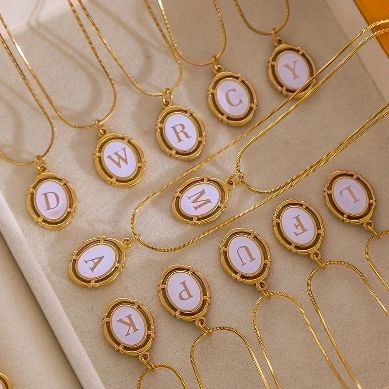 Stainless Steel Classic Style Stoving Varnish Plating Letter Pendant Necklace