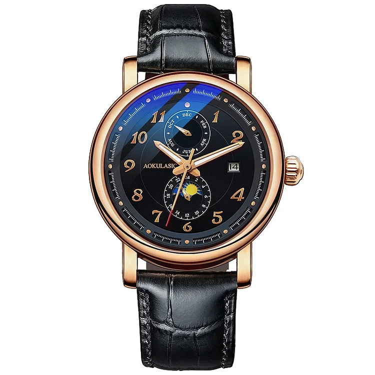 Aokulasic Automatic Mechanical Watch Men's Classic Design Men's Watch Leather Waterproof