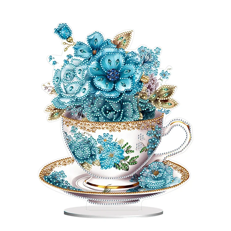 Acrylic Special Shaped Flower Cup Table Top Diamond Painting Ornament Kits Decor
