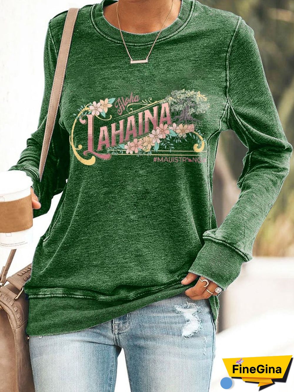 Retro Aloha Lahaina Maui Strong Print Sweatshirt