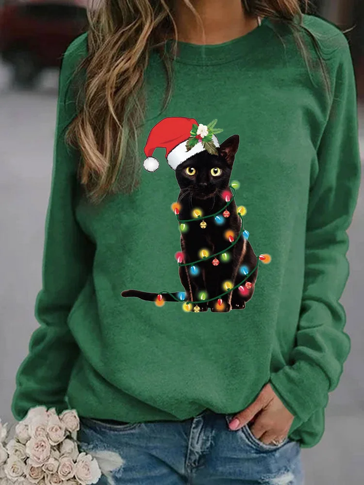 Annaletters-Christmas cat Sweatshirt-607372-Annaletters